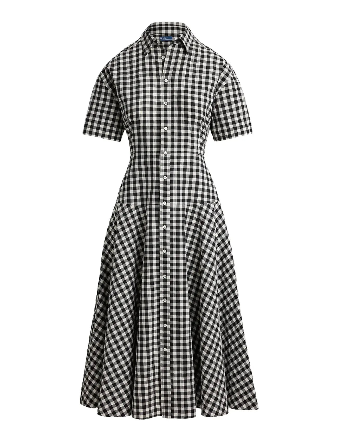 POLO RALPH LAUREN Gingham Paneled Shirtdress Schwarz - 34 - Damen