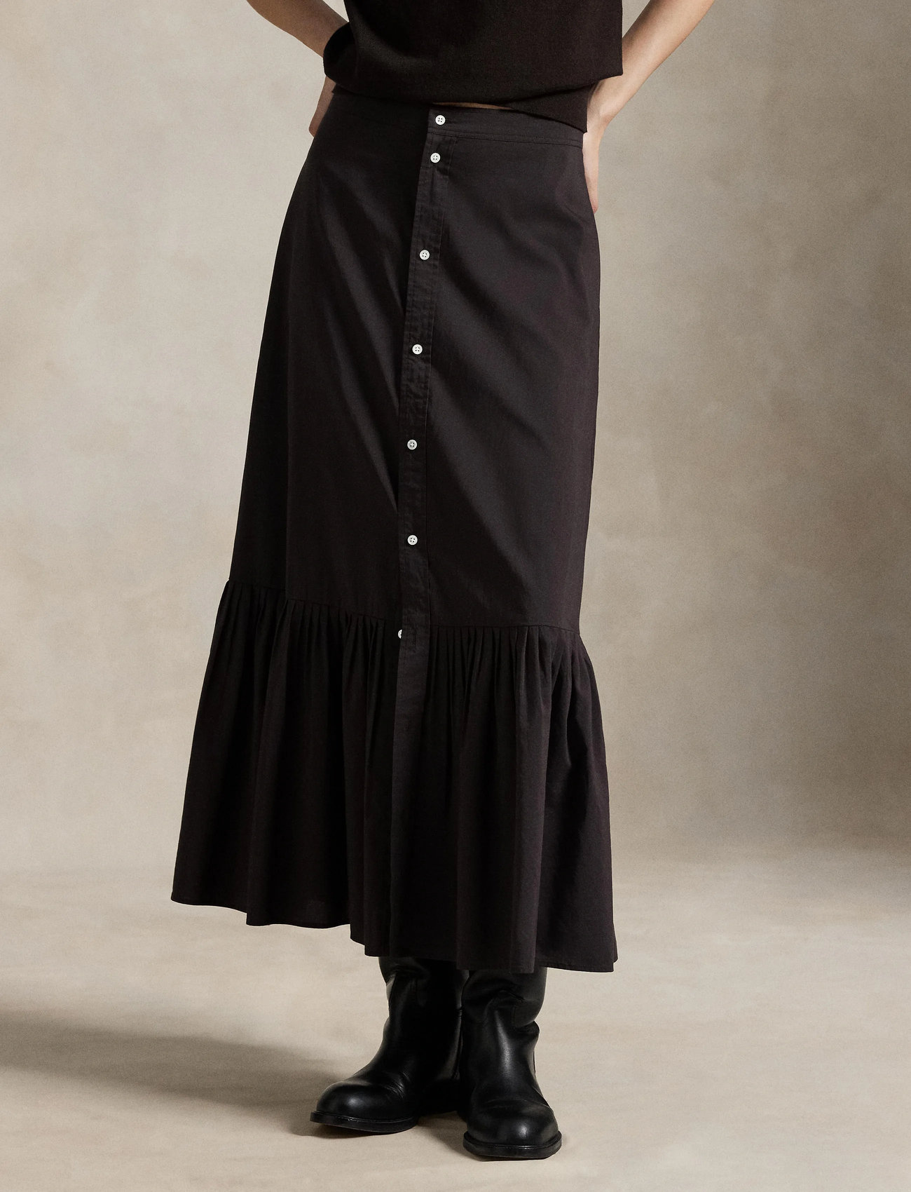 Polo Ralph Lauren Cotton-Silk A-Line Skirt, 38, Brown, Nederdele > Knælange Og Midi Nederdele, Dame