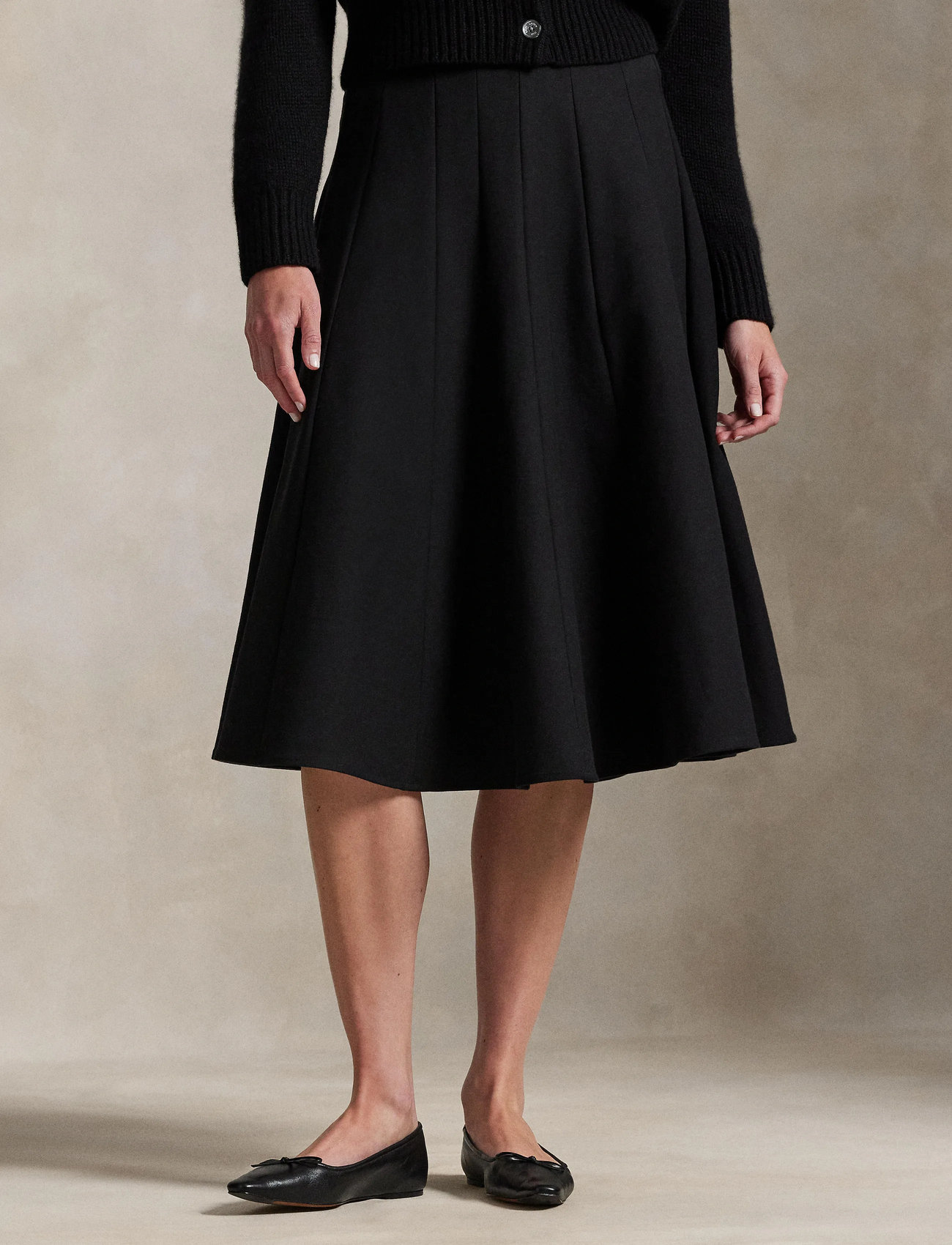 Polo Ralph Lauren Gabardine A-Line Skirt, 40, Black, Nederdele > Knælange Og Midi Nederdele, Dame