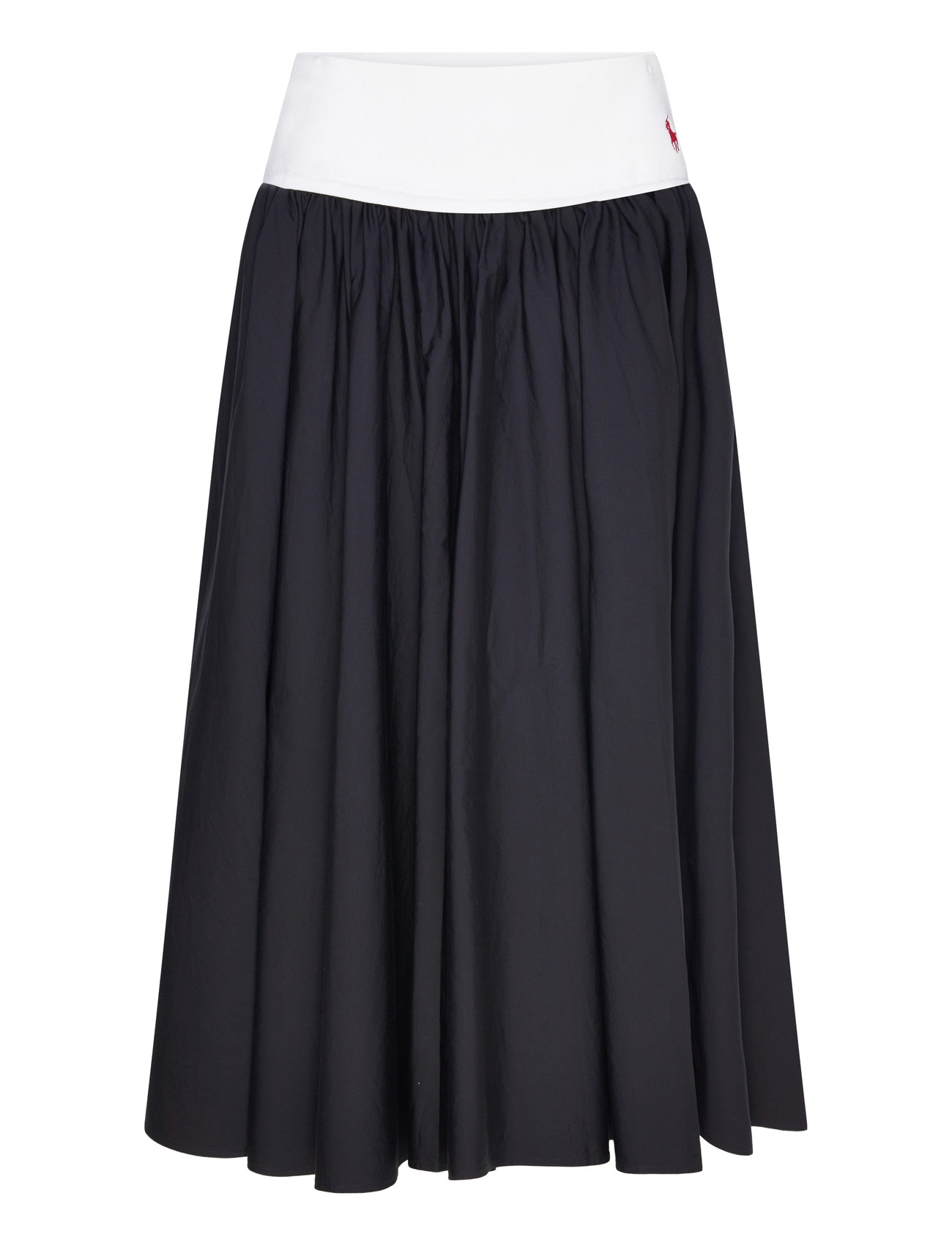 Polo Ralph Lauren Contrast-Waistband A-Line Skirt, M, Black, Designere > Knælange Og Midi Nederdele, Dame