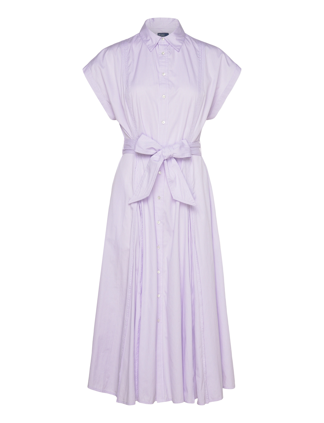 Polo Ralph Lauren Striped Belted Cotton Dress, 32, Purple, Kjoler > Knælange Og Midi, Dame