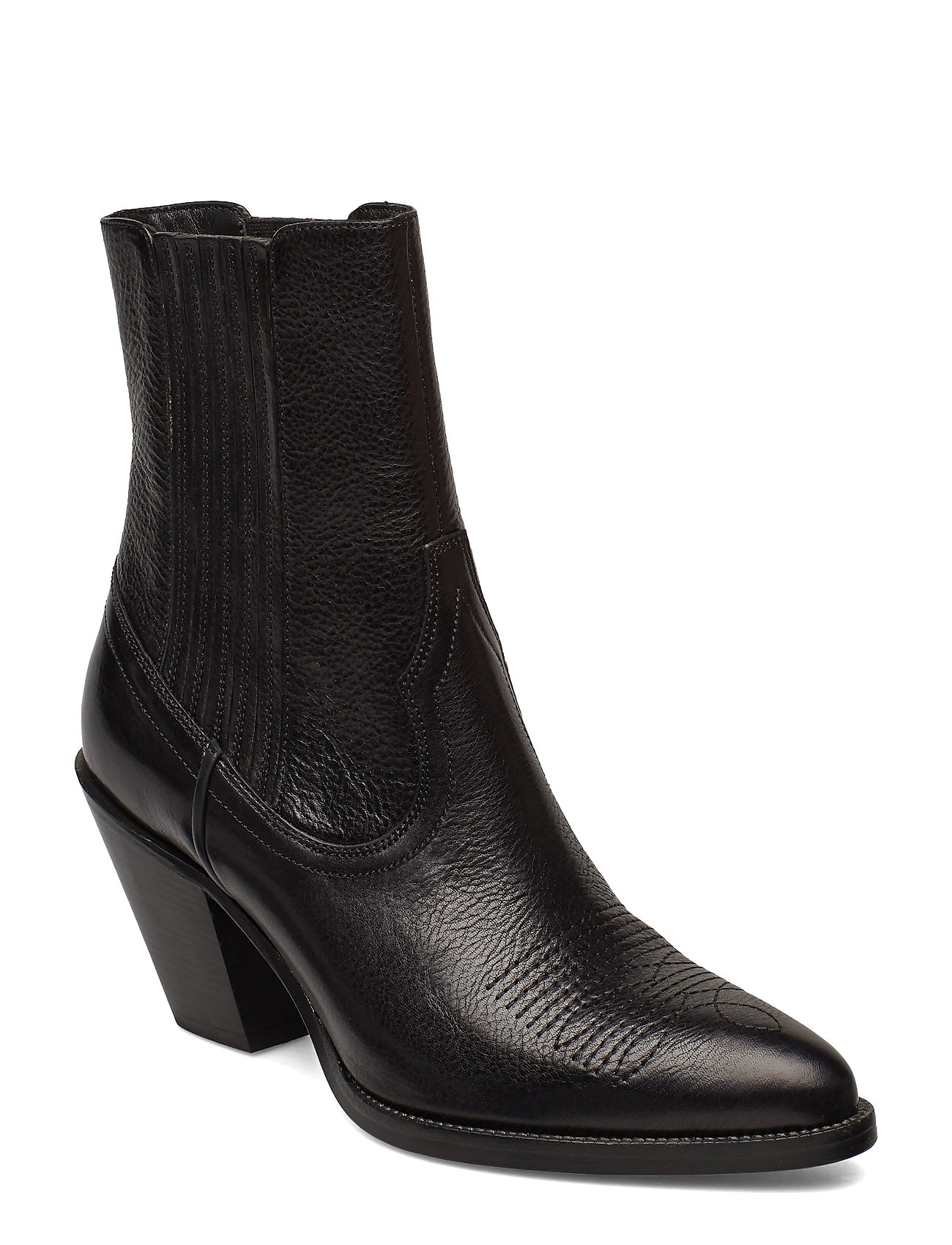 black leather cowboy boots