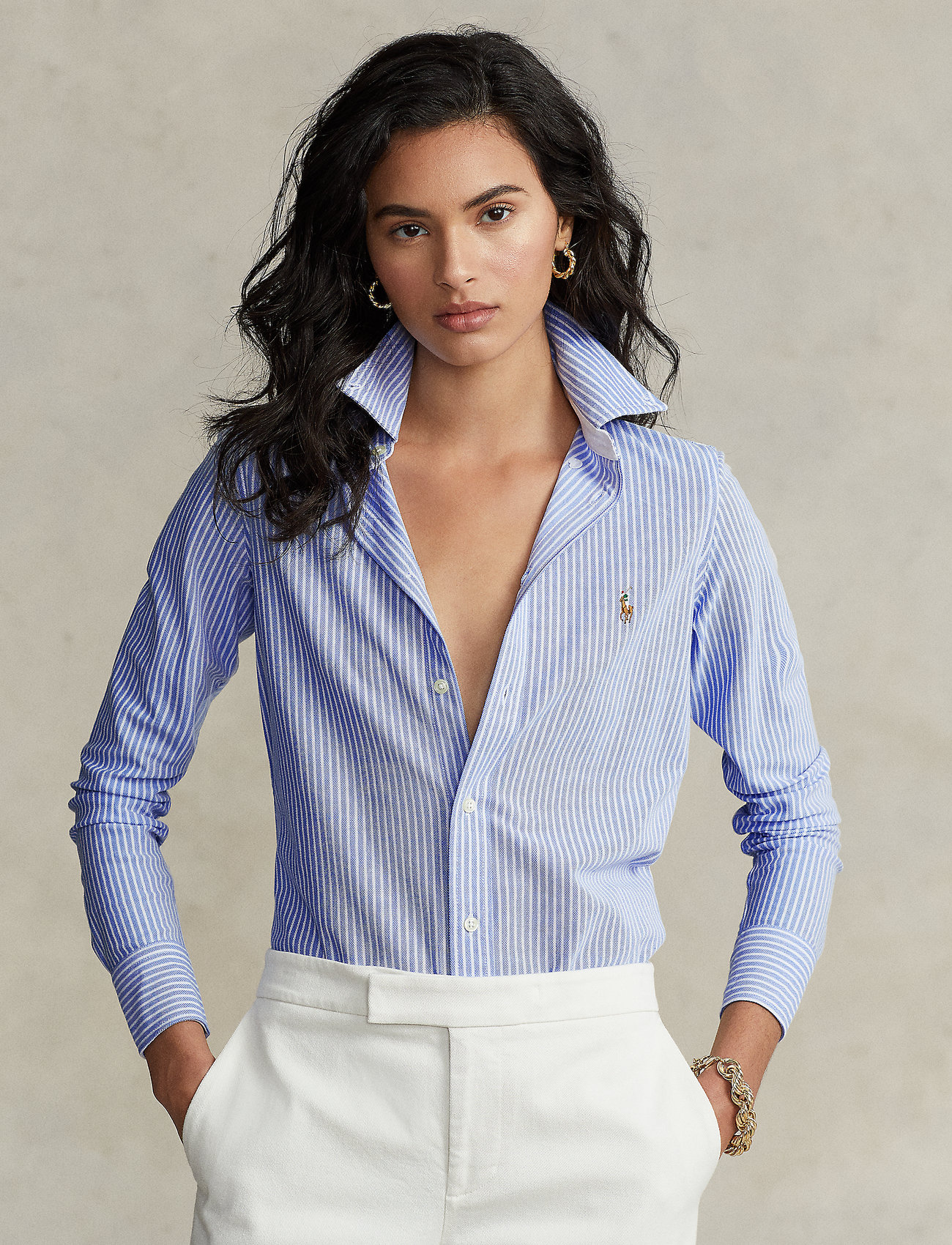 Polo Ralph Lauren Striped Knit Oxford Shirt Long Sleeved Boozt Com