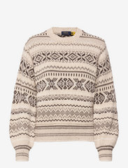 Fair Isle Blouson-Sleeve Sweater - TAN MULTI