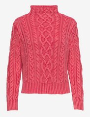 Aran-Knit Cotton Turtleneck Sweater - WASHED AMALFI RED