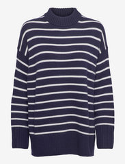 Striped Merino Wool Sweater - HUNTER NAVY/CREAM
