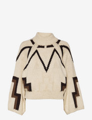 Southwestern Cotton-Blend Raglan Sweater - TAN MULTI