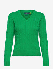 Cable-Knit V-Neck Sweater - PREPPY GREEN/ROYA