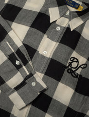 Beaded-Logo Plaid Wool Shirtdress