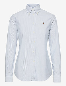 Slim Fit Cotton Oxford Shirt - long-sleeved shirts - bsr blue/white