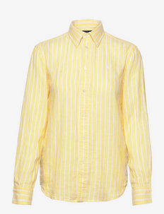 Relaxed Fit Striped Linen Shirt - krekli ar garām piedurknēm - 1178 oasis yellow
