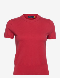 Cotton-Blend Short-Sleeve Sweater - neulepuserot - starboard red
