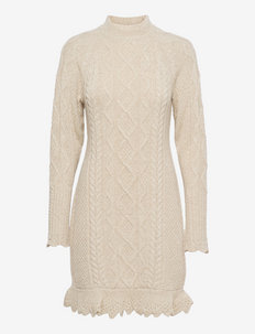 Aran-Knit Wool-Blend Dress - knitted dresses - oatmeal marl
