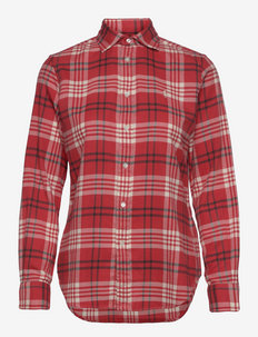 Classic Fit Plaid Shirt - long-sleeved shirts - 1146 cream/red