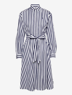 Striped Cotton Shirtdress - sukienki koszulowe - 970a navy/white
