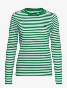 Striped Long-Sleeve Jersey Tee - long-sleeved tops - cruise green/whit