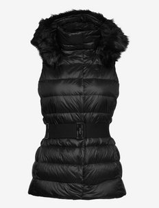 Water-Resistant Down Hooded Vest - down- & padded jackets - polo black