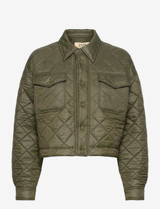 Water-Repellant Cropped Quilted Jacket - spring jackets - defender green