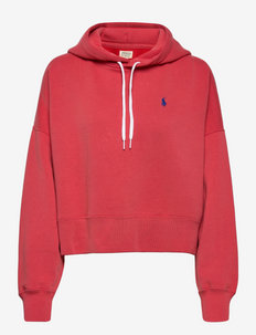 Oversize Cropped Fleece Hoodie - hoodies - sunrise red