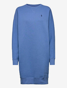 Oversize Dolman Fleece Dress - t-shirtklänningar - retreat blue