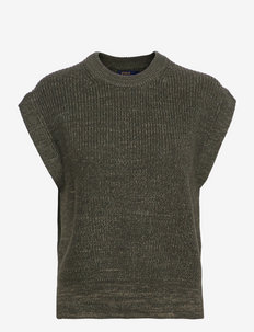 Rib-Knit Dolman Sweater Vest - kamizelki z dzianiny - olive