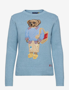 Summer Cable Polo Bear Sweater - swetry - chambray multi