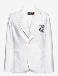 Logo-Crest Stretch Cotton Blazer - oversize blazers - white
