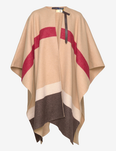 Polo ID Striped Double-Faced Poncho - chemisier & chemises - camel multi