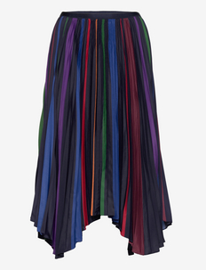Striped Pleated Crepe Handkerchief Skirt - jupes midi - 1300 navy stripe