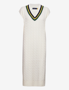 Cable-Knit Cricket Midi Sweater Dress - knitted dresses - cream multi