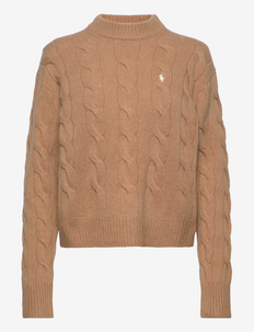 Cable Wool-Cashmere Mockneck Sweater - strikkegensere - collection camel