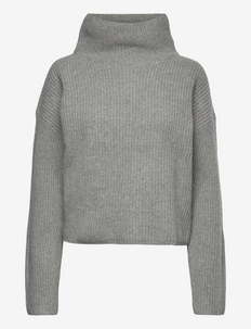 Wool-Cashmere Mockneck Sweater - rullekraver - fawn grey heather