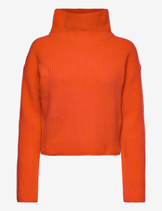 Wool-Cashmere Mockneck Sweater - rullekraver - orange