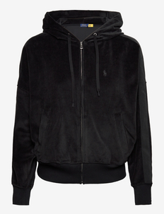 Velour Full-Zip Hoodie - hoodies - polo black