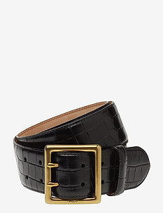 CROC EMBOSSED LTHR-CENTRBR BELT-CSL - BLACK