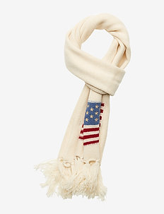 Flag Fringe Wool Scarf - CREAM