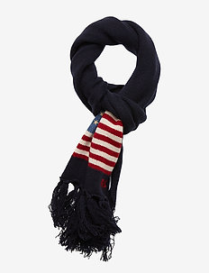 Flag Fringe Wool Scarf - NAVY