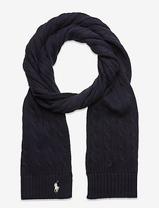 Cable-Knit Cotton Scarf - wintersjalen - hunter navy