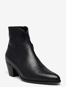 Lucille Leather Boot - Öklastígvél með hæl - black