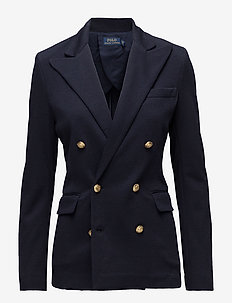 Knit Double-Breasted Blazer - double breasted blazers - park avenue navy