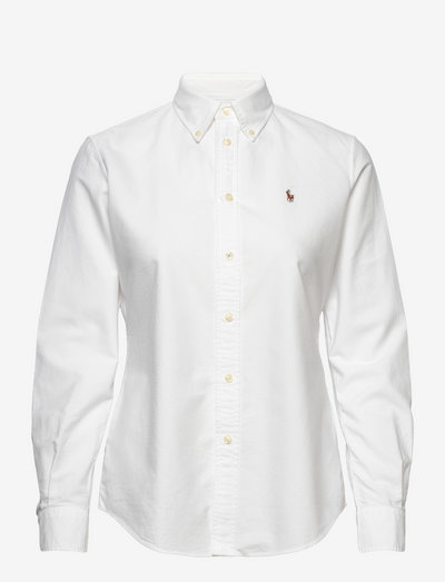 Slim Fit Washed Cotton Oxford Shirt - koszule z długimi rękawami - bsr white