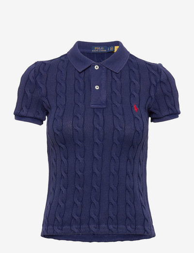 Cable-Knit Polo Shirt - polo krekli - fall royal