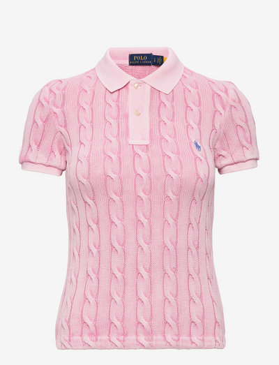 Cable-Knit Polo Shirt - polo shirts - light pink