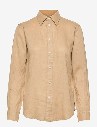 Relaxed Fit Linen Shirt - langermede skjorter - polo tan