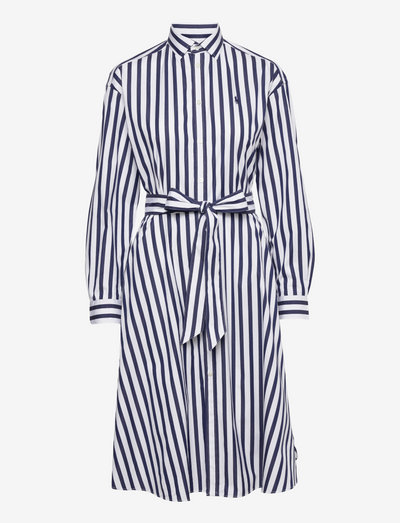 Striped Cotton Shirtdress - overhemdjurken - 970a navy/white