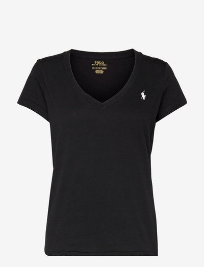 Cotton Jersey V-Neck Tee - t-shirts - polo black