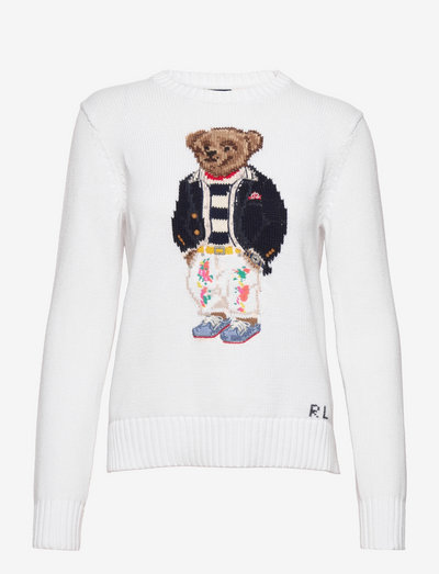 Polo Bear Cotton Sweater - jumpers - white multi