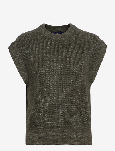 Rib-Knit Dolman Sweater Vest - knitted vests - olive