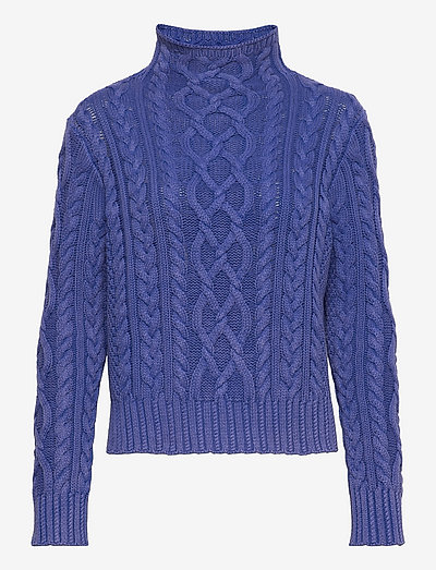 Aran-Knit Cotton Turtleneck Sweater - swetry - washed liberty