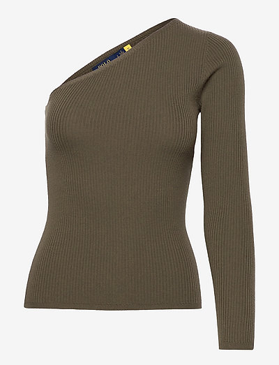 Merino Wool One-Shoulder Sweater - jumpers - new loden